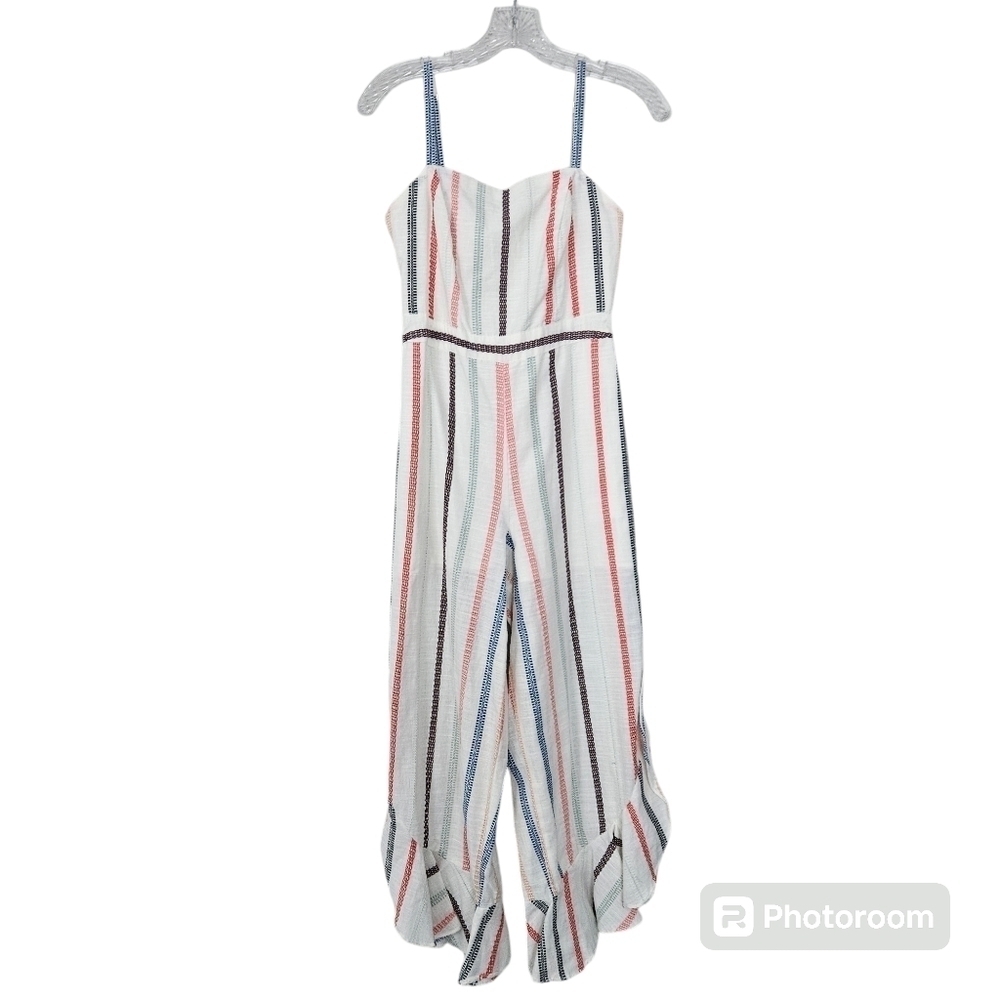 Anthropology Red Carter Everly Stripped Ruffle Hem Jumpsuit size XS - Picture 2 of 13